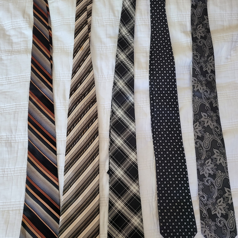 Mens dress ties set of 5 mixed blacks